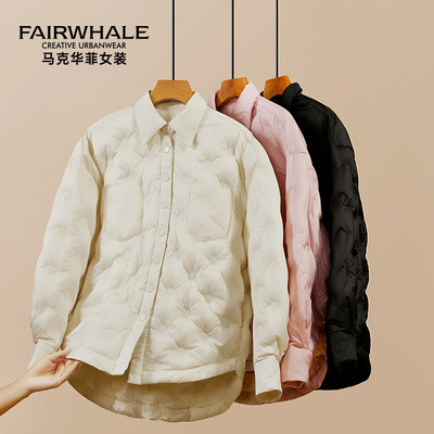 马克华菲轻暖翻领薄款羽绒服