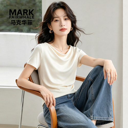 马克华菲女装2026新款气质短袖T恤女夏设计感修身上衣YB73112948