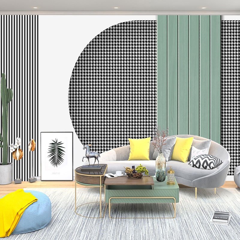 北欧风千鸟格墙纸高档轻奢服装店沙发背景装修壁画艺术格纹壁纸