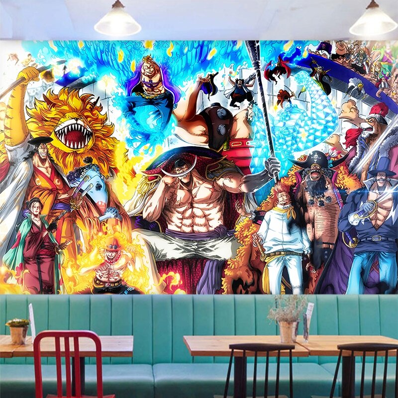 日本动漫海贼王壁纸白胡子海贼团全员背景墙卧室健身房工作室墙纸