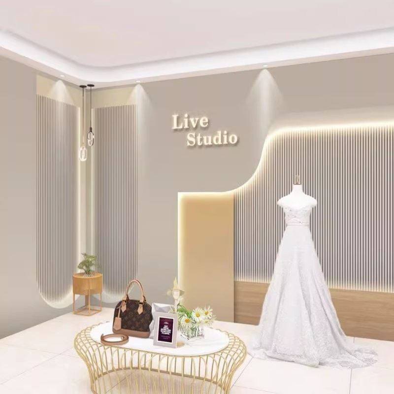 女装服装直播间背景墙壁纸高级感定制壁画