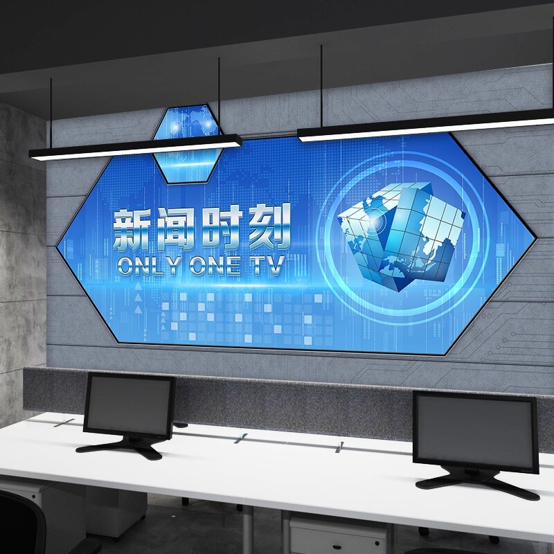 3d新闻主播直播间墙纸演播室口才班背景布播音小主持人小舞台壁纸