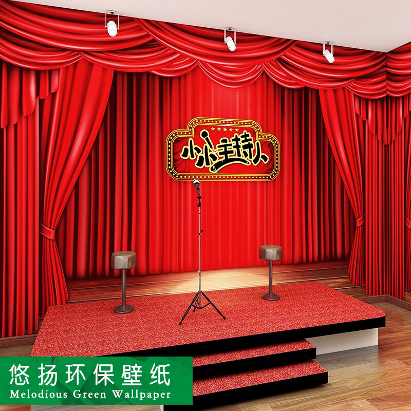 3d舞台背景墙纸演讲表演墙布口才班培训教育机构播音小主持人壁纸