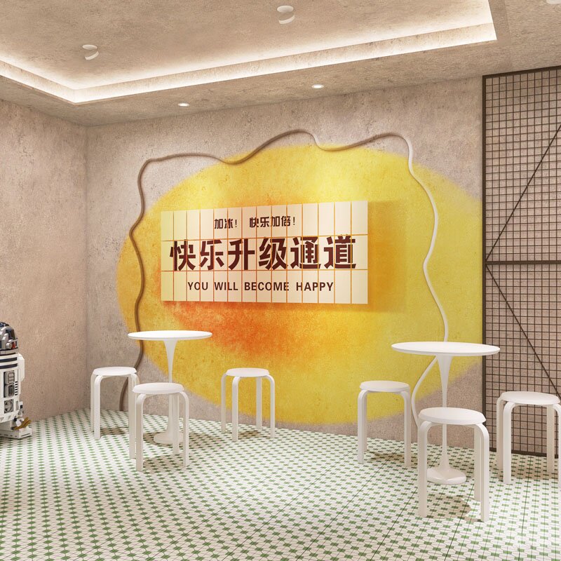 网红主题棋牌室麻将馆壁纸工业风水泥装饰酒吧餐厅火锅烧烤店墙纸