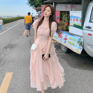 2024新款法式长裙春夏设计感小众别致绝美气质连衣裙子温柔风
