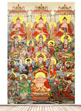 满堂佛众佛图全菩萨百佛图全堂菩萨图高清结缘佛法僧三宝贴画