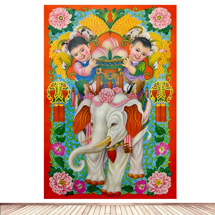 年画农村老式福娃复古风墙贴怀旧风餐厅民宿装饰海报画芯2图片