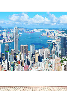简约现代装饰画香港城市地标建筑风景画海报定制房间背景墙贴画03