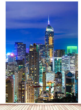 简约现代装饰画香港城市地标建筑风景画海报定制房间背景墙贴画04