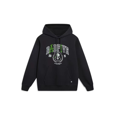 LiNing李宁 反伍BADFIVE 印花字母连帽套头宽松卫衣 男款 黑色