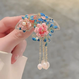 珍珠牡丹花流苏胸针女旗袍汉服胸花外套大衣西装 国风时尚 别针配饰