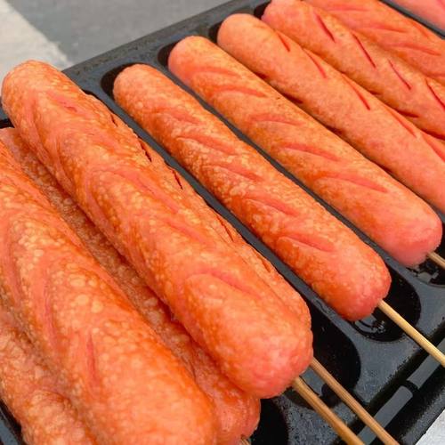夫宇双润煎烤淀粉肠整箱路边摆摊油炸铁板烤肠100g大根商用面肠