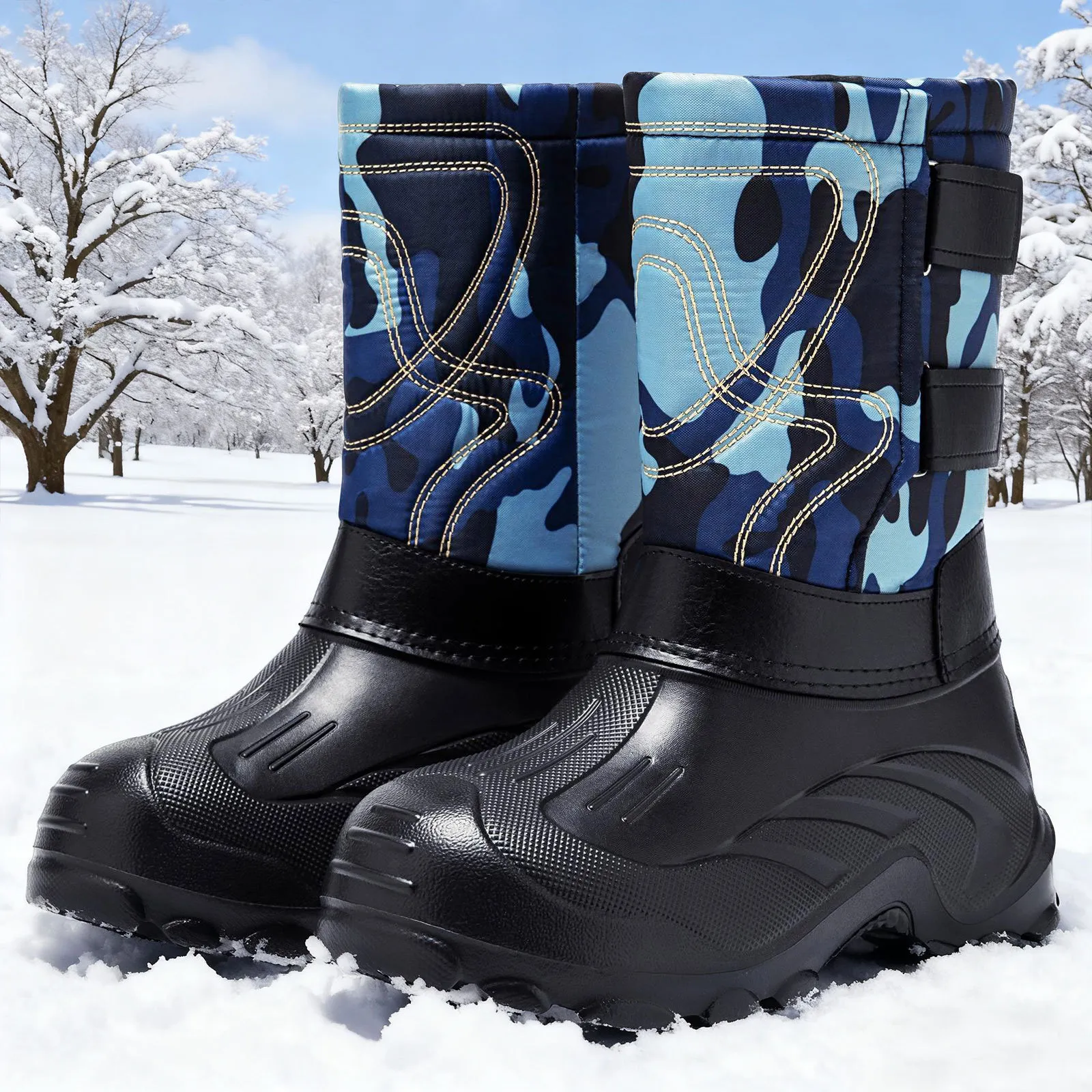 男鞋棉鞋冬季高筒雪地靴加绒加厚棉靴防水防滑一脚蹬棉鞋