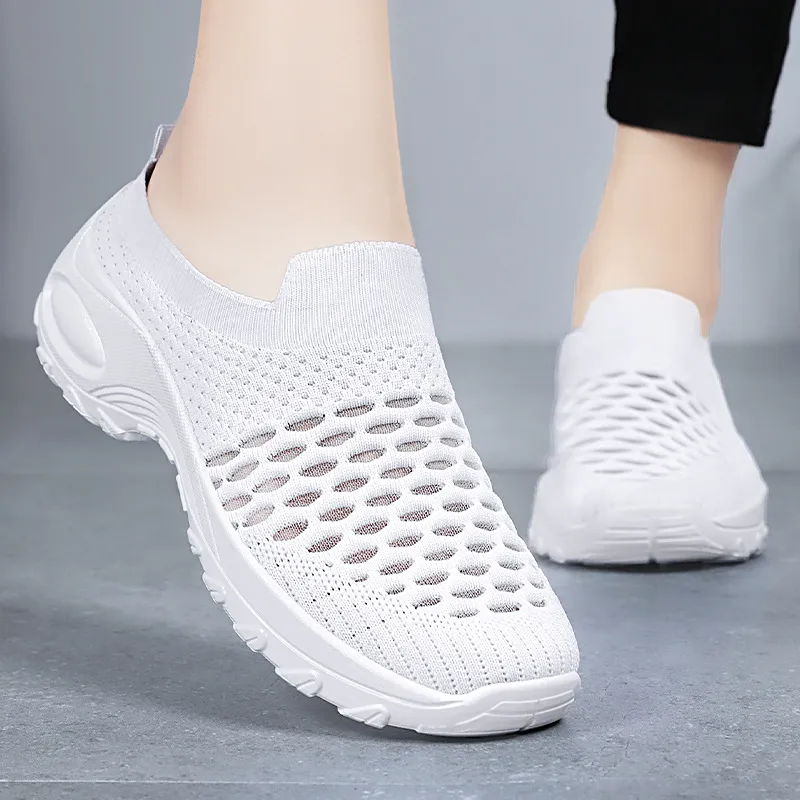 鞋子女夏季网纱网布大码单鞋一脚蹬摇摇鞋休闲透气半拖妈妈鞋,女鞋,时尚芭蕾鞋,淘宝优惠券,粉丝福利购,淘宝优惠卷