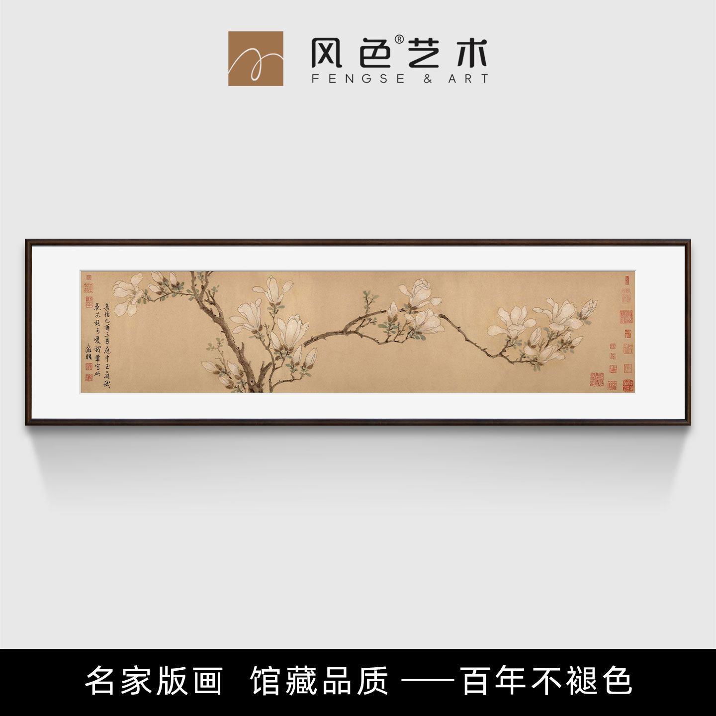 风色新中式植物花卉国画客厅餐厅装饰画书房卧室挂画版画白玉兰图