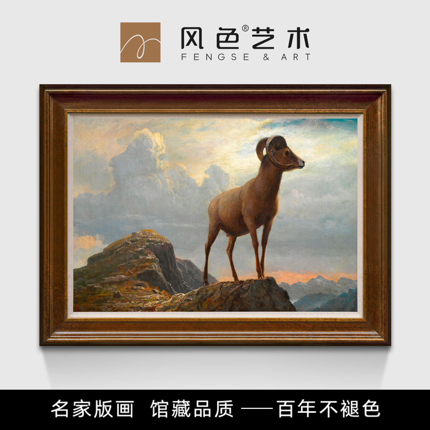 风色领头羊美国动物油画玄关办公室书房美式客厅挂画欧式装饰画图片