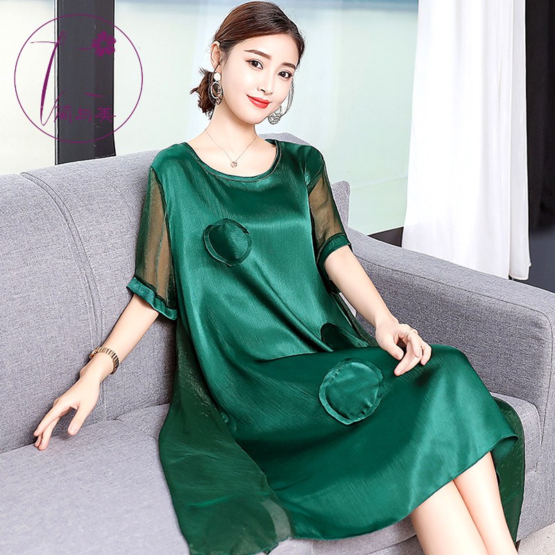 反季真丝连衣裙女2019新款大限1000张券