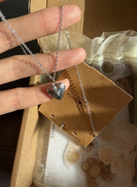 bm项链女新款爱心锁骨链可打开相盒吊坠高级感不掉色国内代购正品