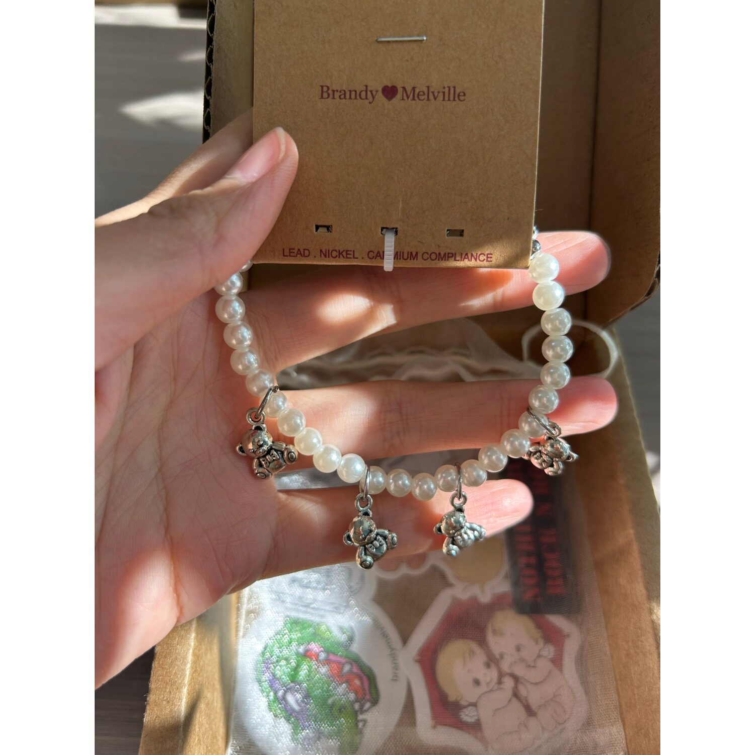 bm泰迪熊珍珠手链女新款小熊串珠手饰国内代购正品brandymelville