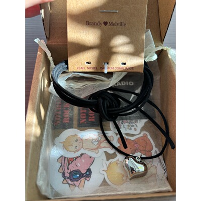 bm项链小爱心黑色皮绳长款毛衣锁骨链国内代购正品brandymelville