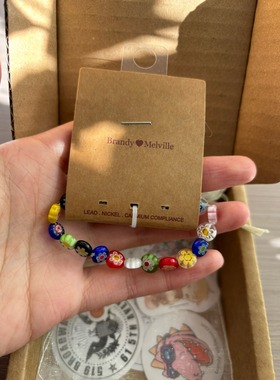 bm手链女彩色多巴胺琉璃串珠弹力绳手串国内代购正brandymelville