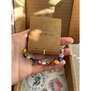 bm手链女彩色多巴胺琉璃串珠弹力绳手串国内代购正brandymelville