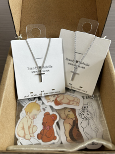 bm纯银十字架项链国内代购女满钻小号十字架吊坠锁骨链925银饰品