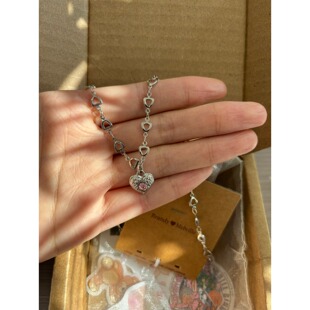 bm项链女新款粉色锆石爱心锁骨链靠谱国内代购正品brandymelville