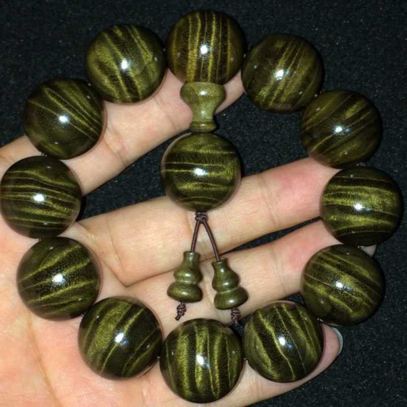 金丝楠木手串阴沉木2.0佛珠小叶桢楠满水波文玩手链木质108颗定制