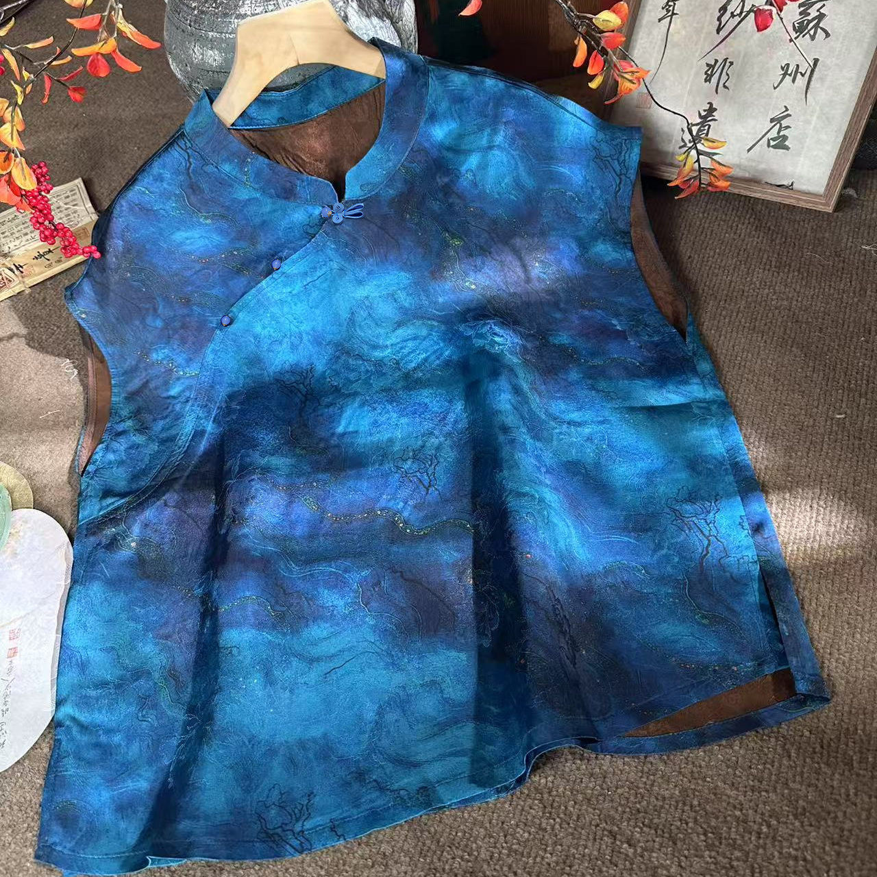 新中式国风2025夏季无袖衬衫T恤女装R高级感时尚休闲宽松显瘦上衣