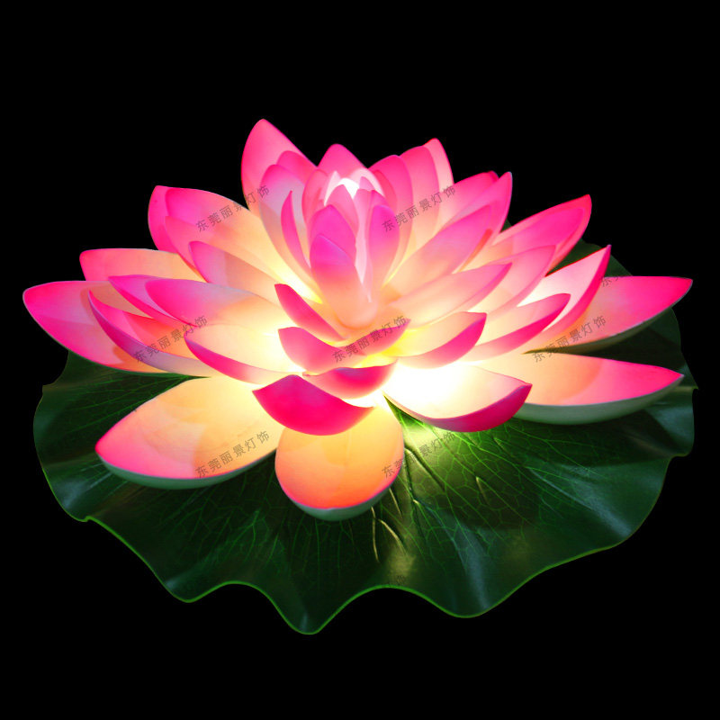 户外荷花灯太阳能水上莲花灯水池景观装饰发光仿真景区亮化荷花灯