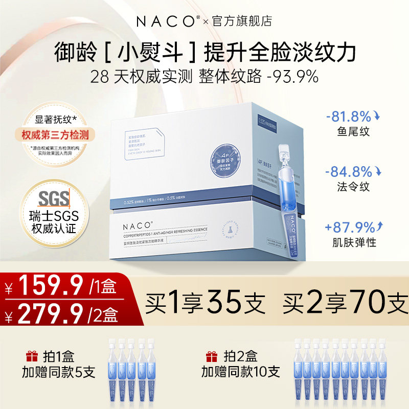 NACO蓝铜胜肽面部精华液淡纹抗老安瓶精华紧致抗皱舒缓修护保湿