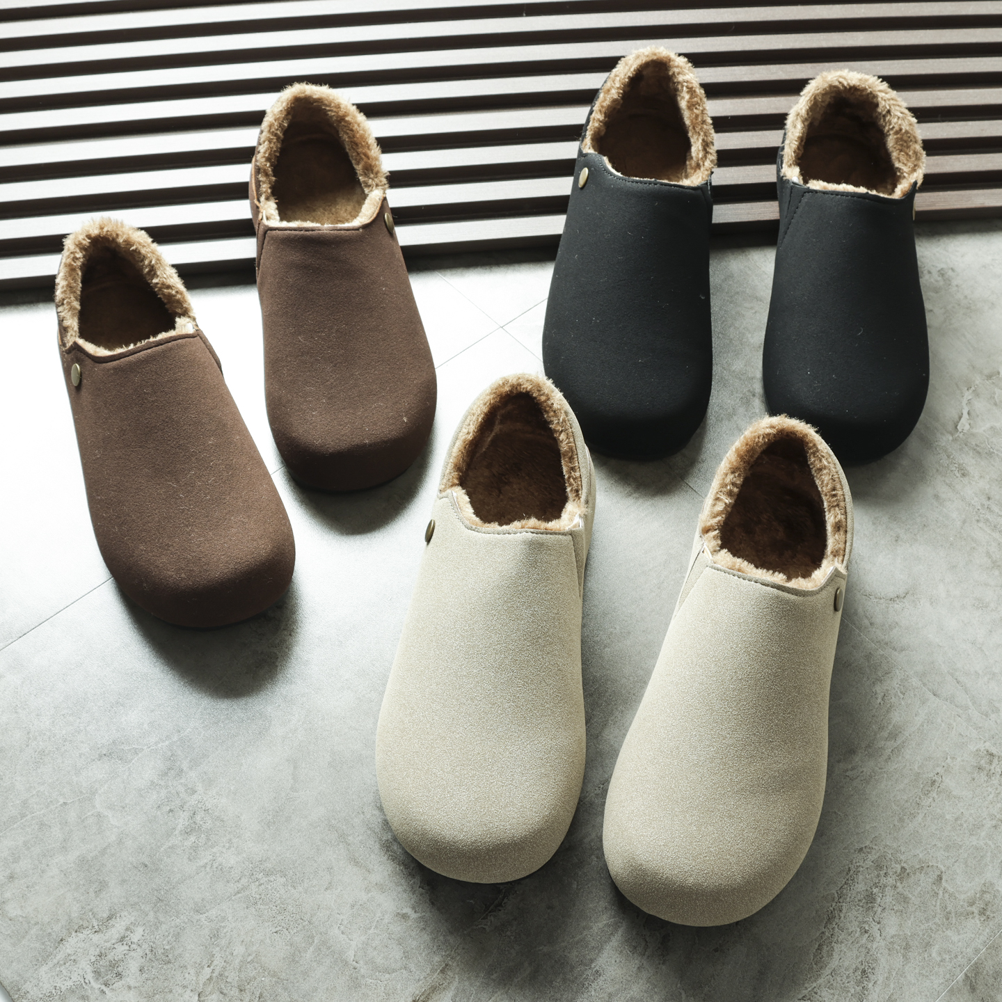 勃肯鞋秋冬加绒懒人一脚蹬男鞋潮