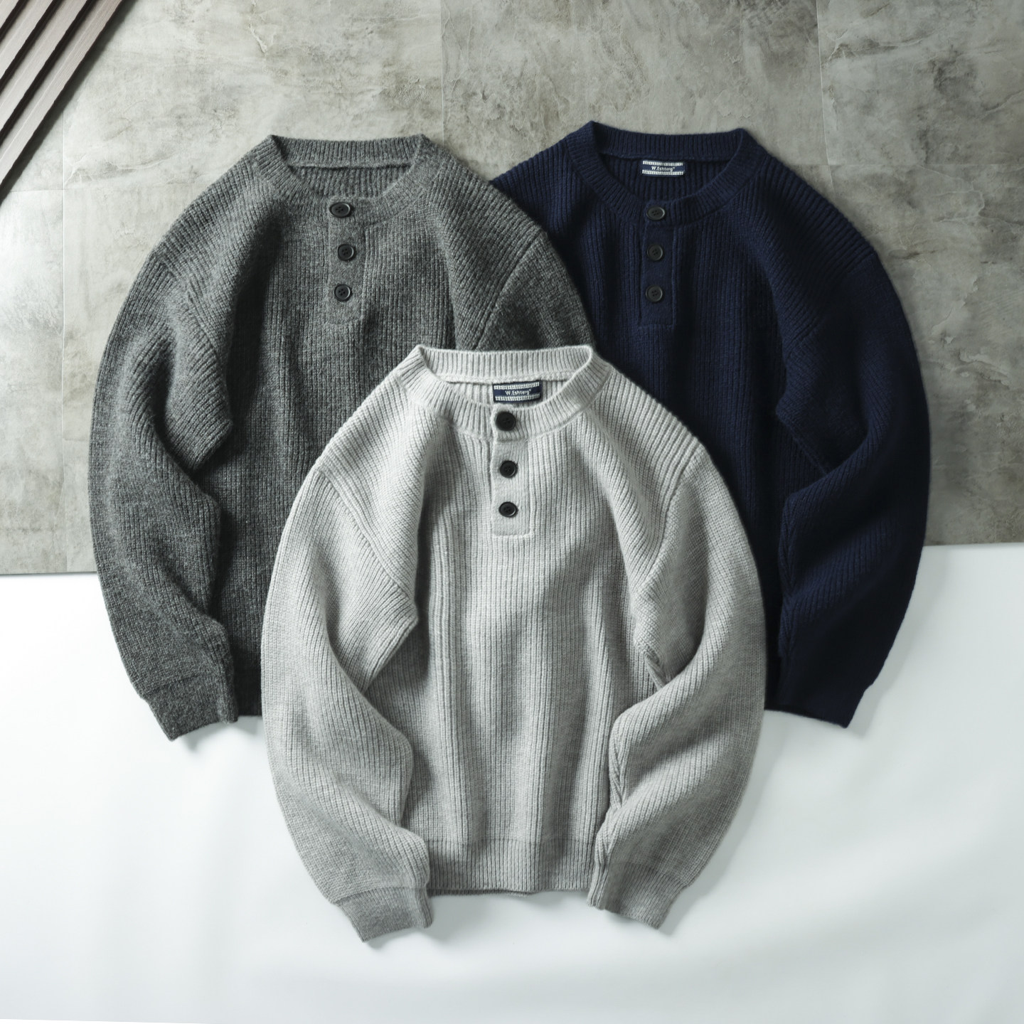 美式复古  设计师线  秋冬新款男士亨利领休闲保暖针织衫百搭毛衣,男装,针织衫/毛衣,淘宝优惠券,粉丝福利购,淘宝优惠卷