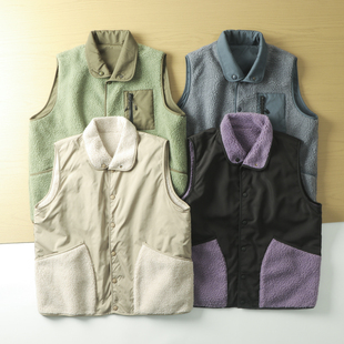 双面可穿 !! 太帅了  仿羊羔绒  春秋冬新款户外百搭休闲翻领马甲