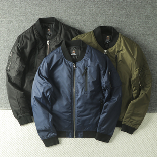ODM公司单 秋冬男休闲棒球领夹棉飞行夹克棉衣外套 高阶光泽感