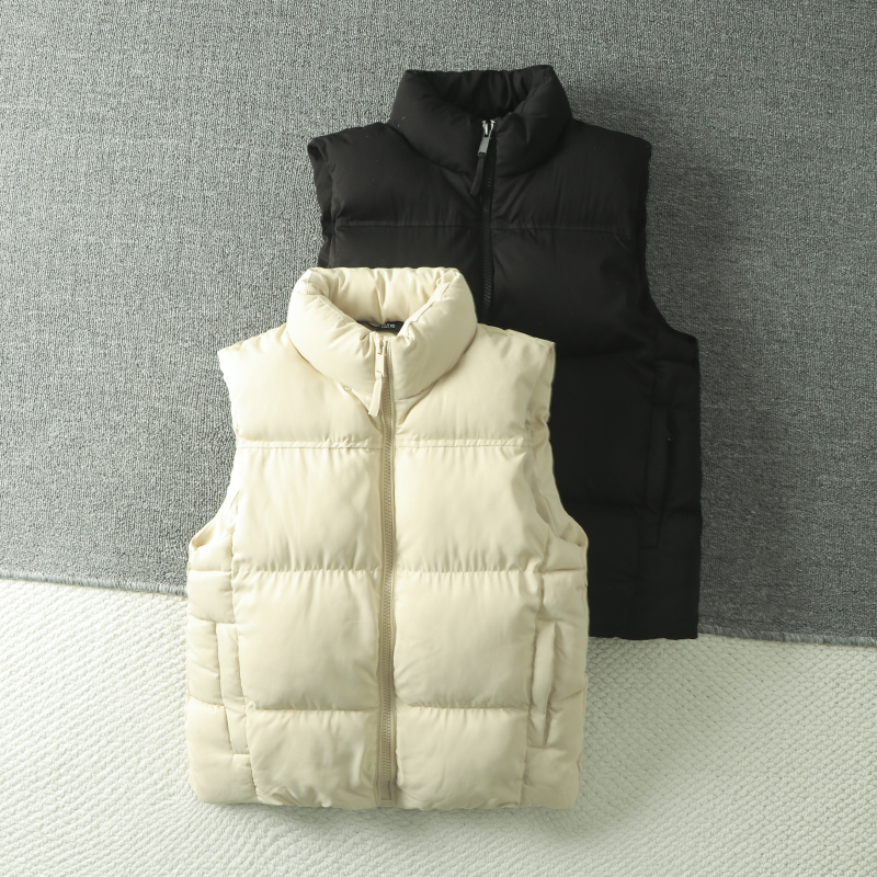 背心马甲中空保暖纤维纯色立领