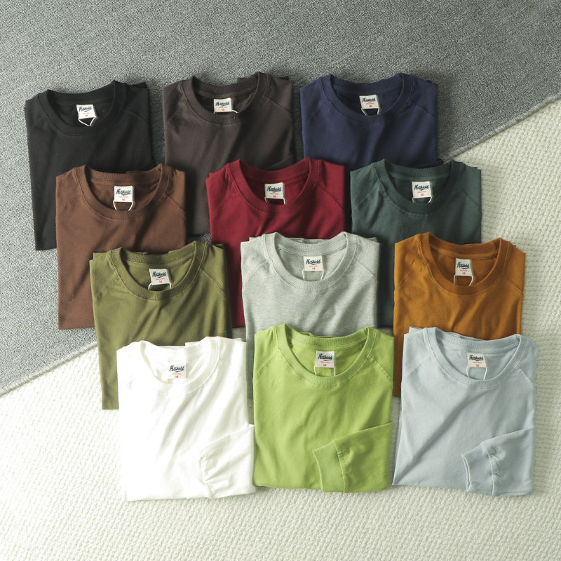 长袖时尚百搭情侣款水洗磨毛T恤