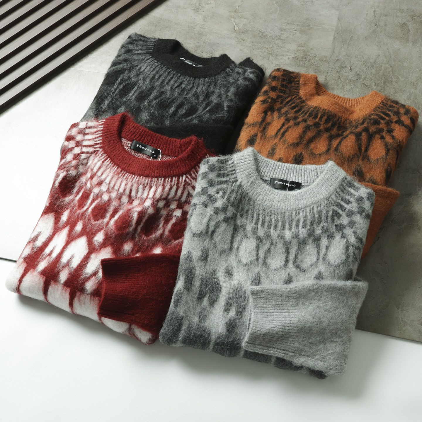 日系复古 ！男女同款 ！费尔岛毛衣情侣款圆领套头针织衫宽松上衣