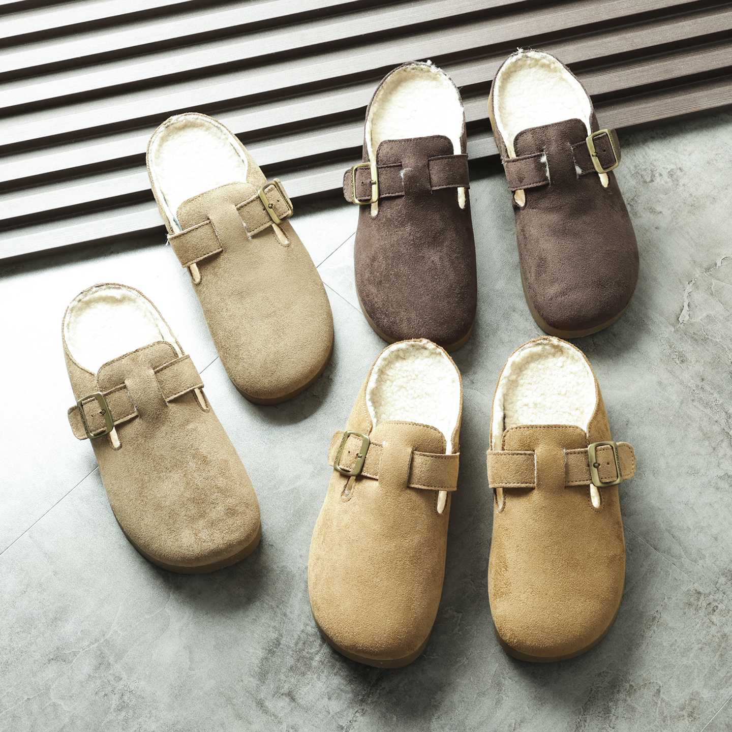 勃肯鞋女半拖秋冬一脚蹬懒人鞋