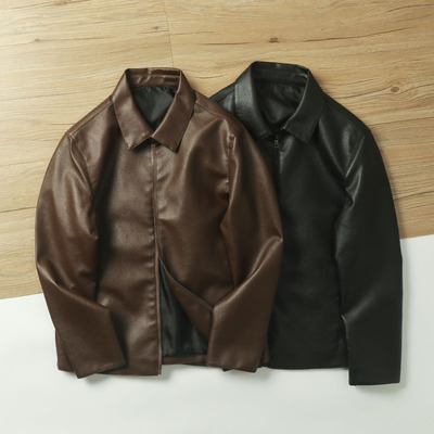 PU皮时尚百搭翻领皮衣外套