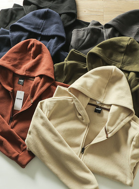 双面绒+袋鼠口袋！ODM订单  秋冬新款男士连帽摇粒绒卫衣开衫外套