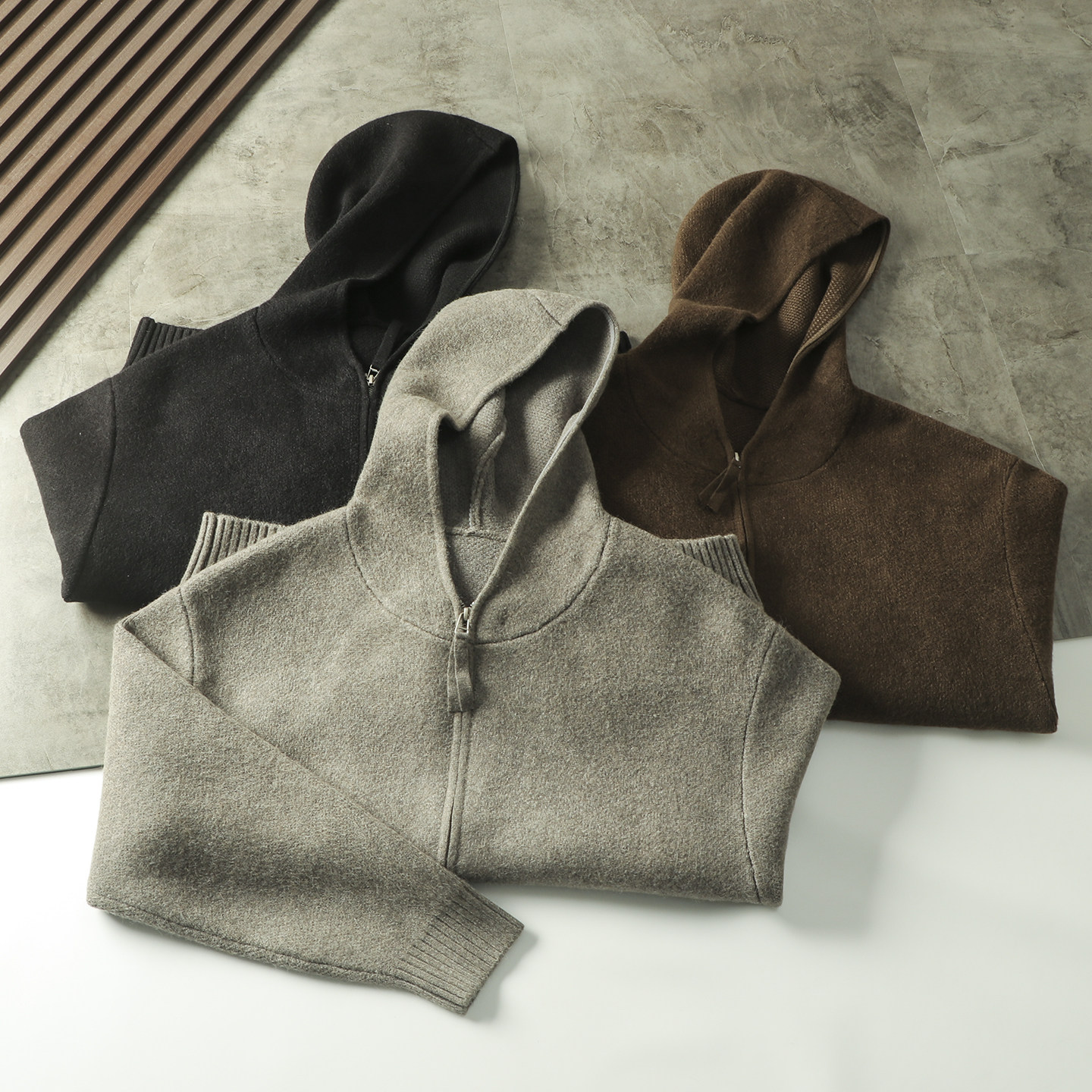 美式高街复古巴恩风连帽针织衫卫衣宽松休闲老钱风毛衣开衫外套男,男装,针织衫/毛衣,淘宝优惠券,粉丝福利购,淘宝优惠卷