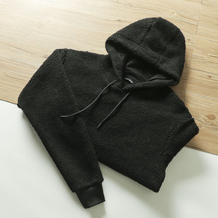 意轻奢教父  外贸尾货秋冬男士仿羊羔毛连帽套头休闲卫衣外套潮男