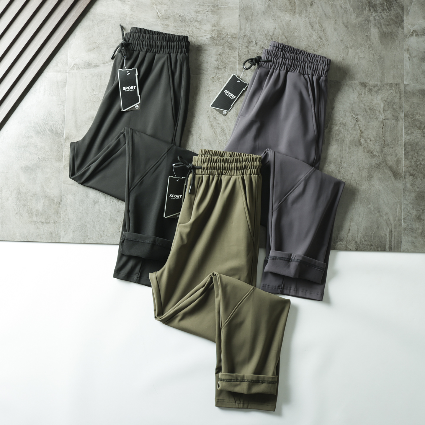 长裤直筒3D立裁加绒保暖休闲裤男