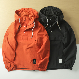 耐磨抗撕裂 ！上身廓形笔挺 ！春季男户外休闲连帽套头夹克外套潮