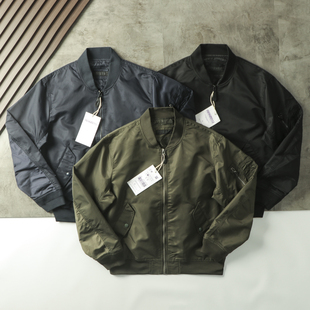 日单 试衣间U~男女装情侣宽松美式复古立领飞行员棒球服夹克外套