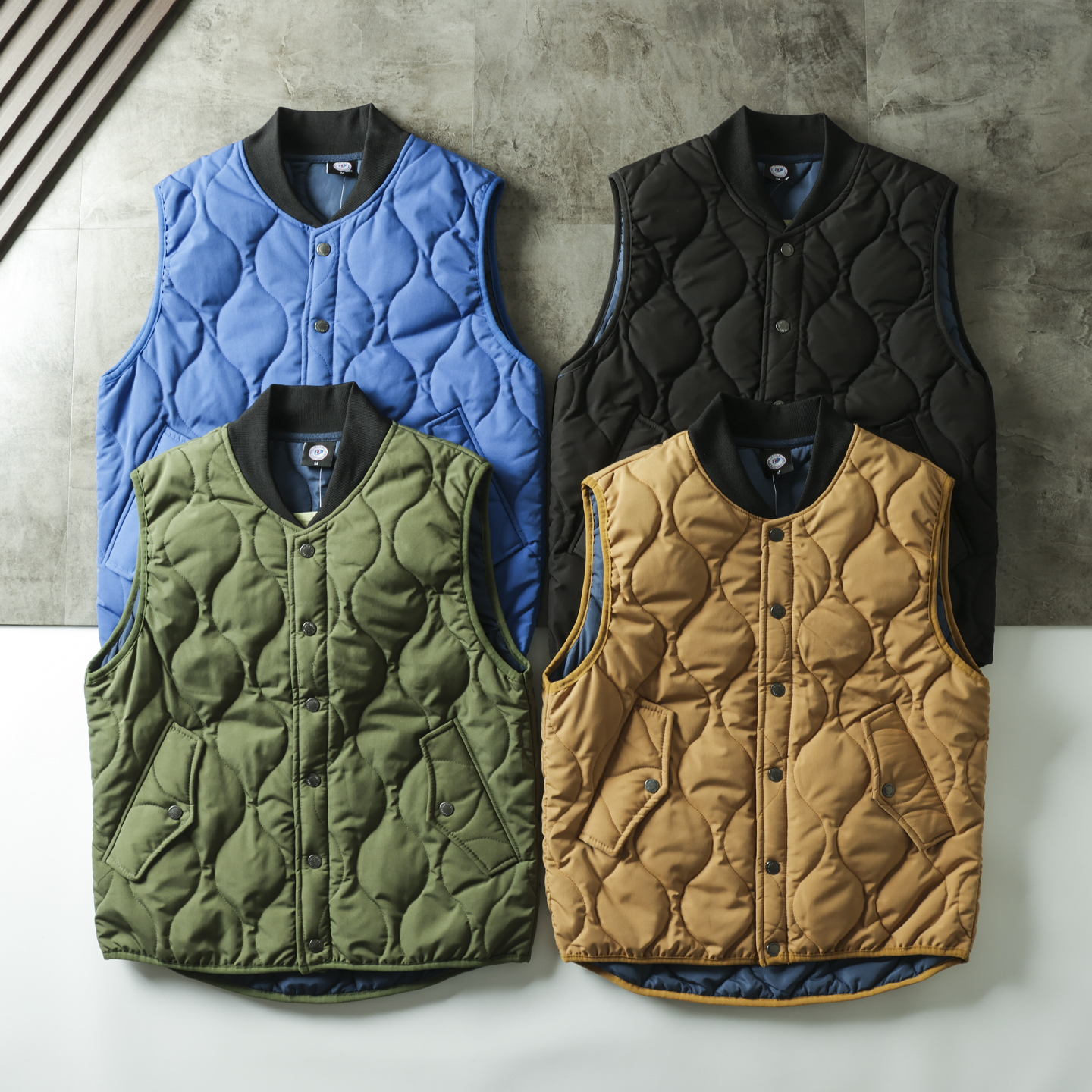 背心情侣款户外山系无领夹棉马甲