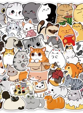 外贸出口热销可爱卡通动物猫狗涂鸦手帐贴纸装饰行李箱防水贴纸画