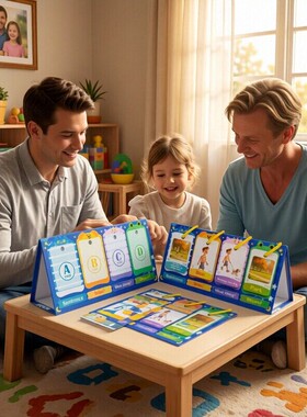 跨境80张看图单词组句台式教育卡片全英文儿童早教英语造句闪卡